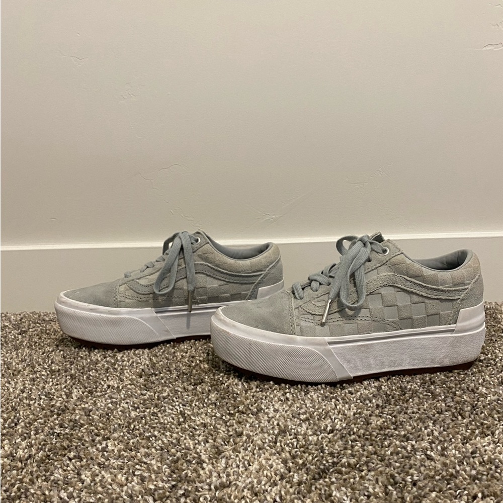Vans Checkerboard Platform Sneakers in Light Gray